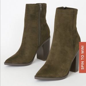 Essex Olive Suede Mid-Calf Booties